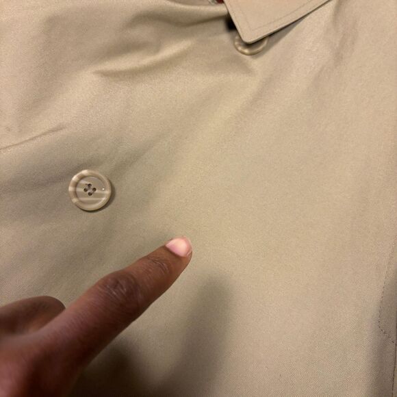 1970s Oleg Cassini trench coat jacket, size 42 L vintage faux-fur lined coat - Picture 7 of 10